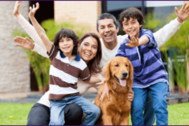 Hispanic family and dog - Free pet food and supplies