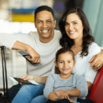 Family waiting to board flight